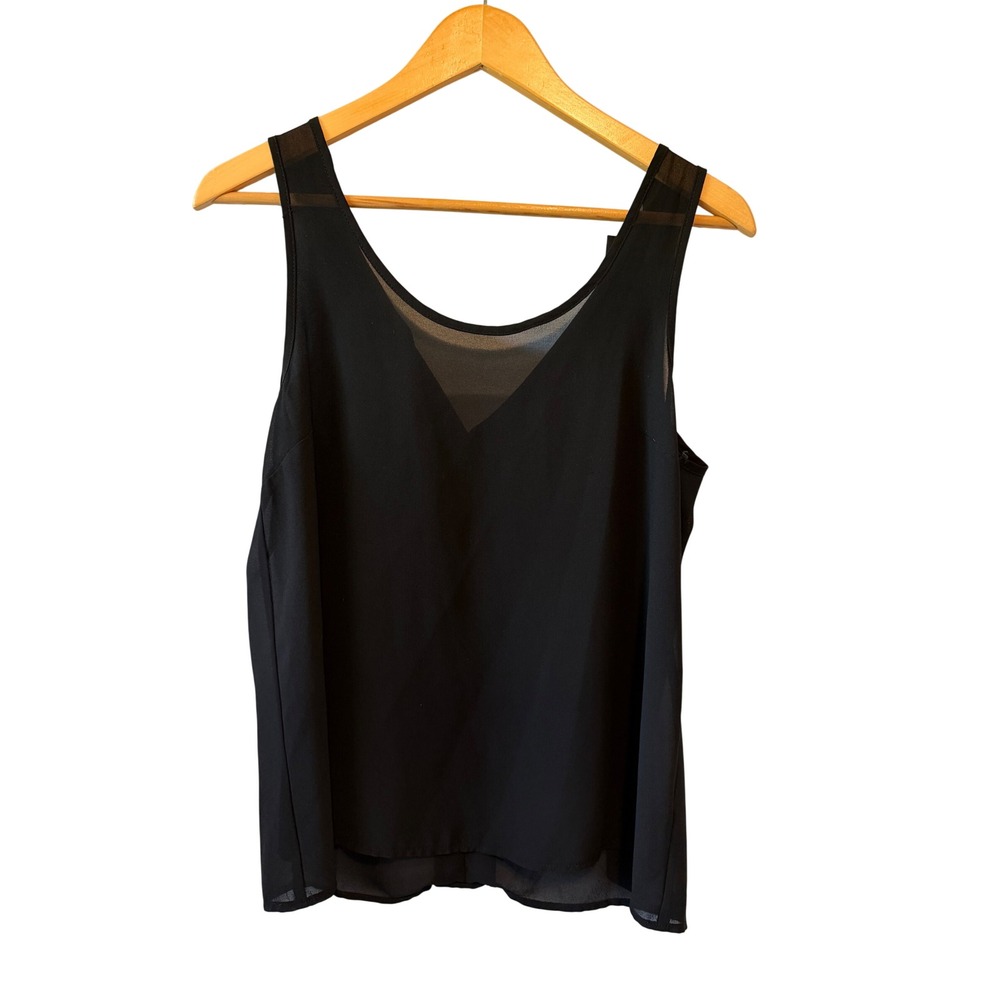 Forever 21 Womens Black Sleeveless Tie Back Sheer Mesh Shoulder Blouse Medium